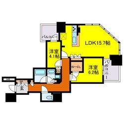 クレヴィアタワー大阪本町の物件間取画像